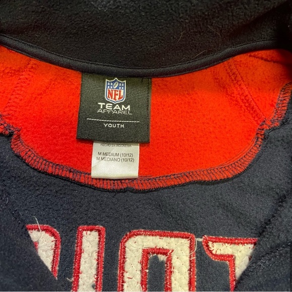 NFL Patriots Football Fleece Sweatshirt 1/4 Zipper Red Navy Size Medium 10/12 - Picture 9 of 9